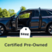 A modern Certified Pre-Owned vehicle parked in a sunny setting, highlighting its polished exterior and inviting interior, with a price tag symbol f...