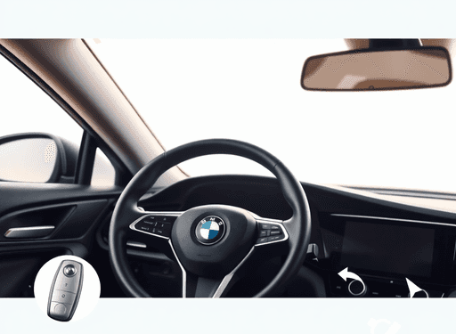 Close-up of a sleek car dashboard and steering wheel with soft light, key fob, and abstract icons symbolizing savings and negotiation on a neutral ...