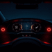 Modern car dashboard with glowing digital icons for features and circular progress indicators on a clean futuristic background.